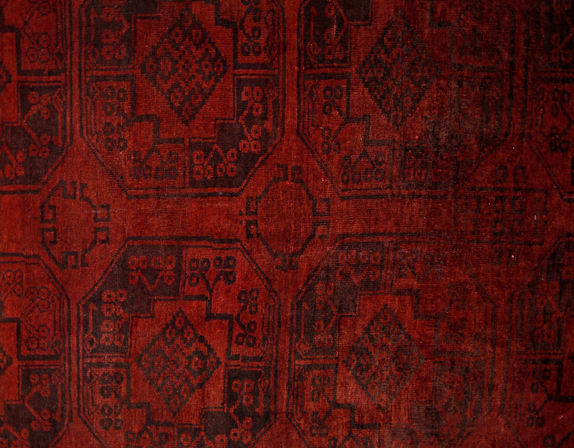 Handmade Vintage Afghan Turkmen Rug | 258 x 229 cm | 8'5" x 7'6" - Najaf Rugs & Textile