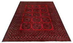 Handmade Vintage Afghan Turkmen Rug | 262 x 203 cm | 8'7" x 6'8" - Najaf Rugs & Textile