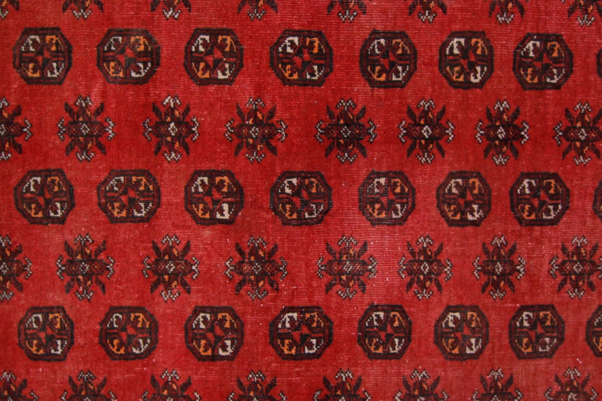Handmade Vintage Afghan Turkmen Rug | 272 x 200 cm | 8'11" x 6'7" - Najaf Rugs & Textile