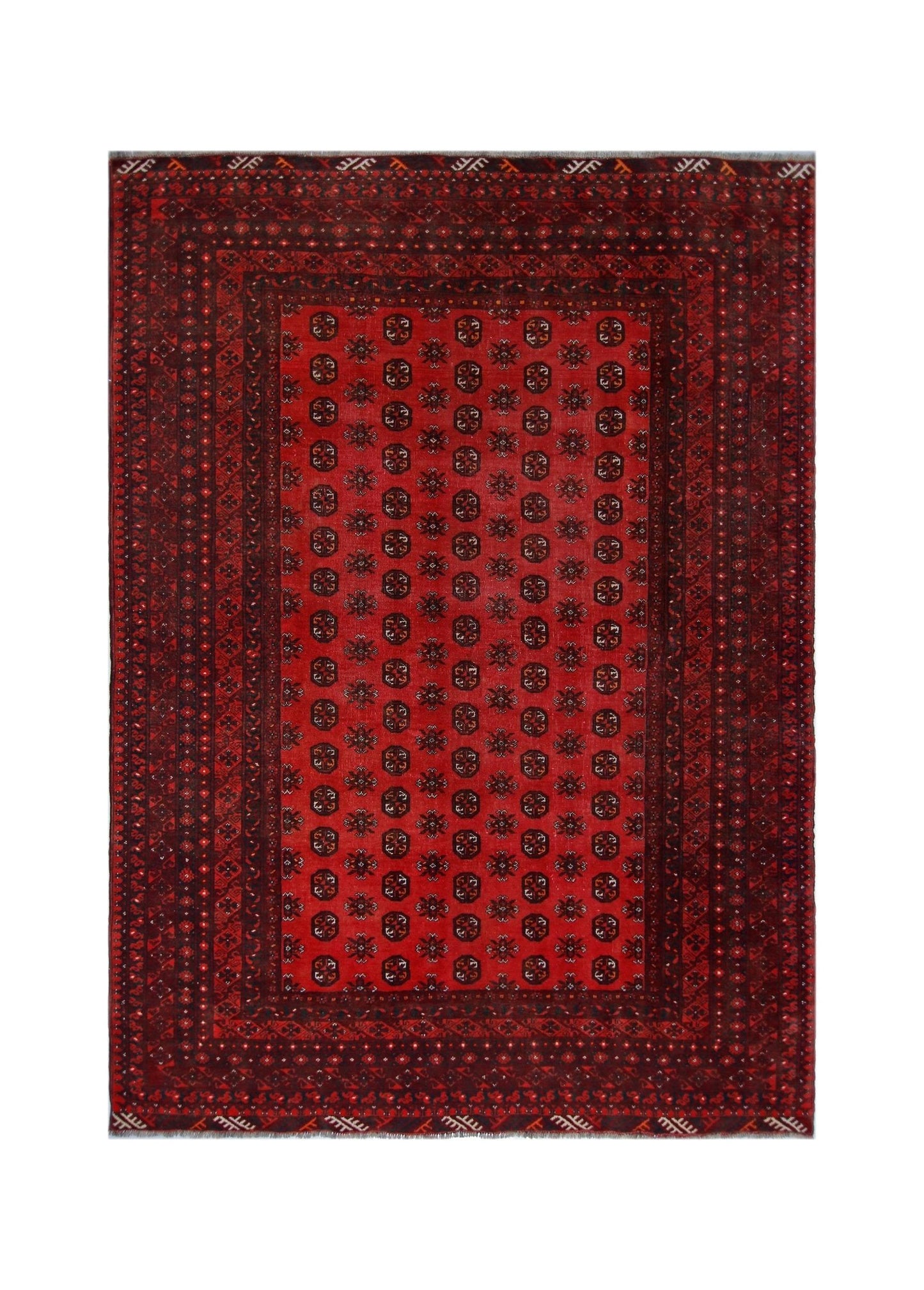 Handmade Vintage Afghan Turkmen Rug | 272 x 200 cm | 8'11" x 6'7" - Najaf Rugs & Textile