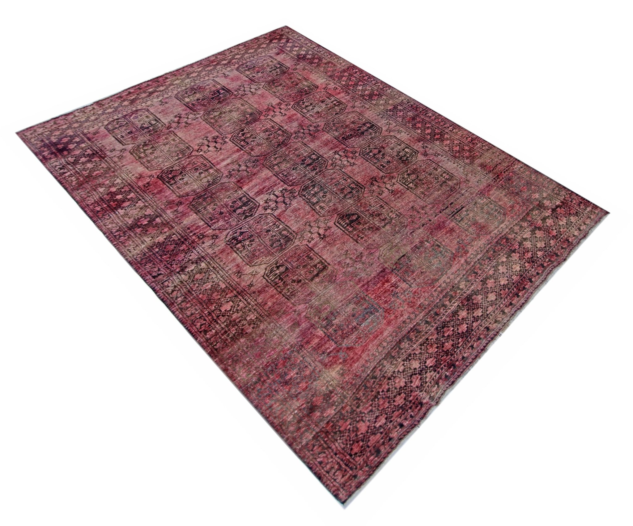 Handmade Vintage Afghan Turkmen Rug | 297 x 234 cm | 9'9" x 7'8" - Najaf Rugs & Textile
