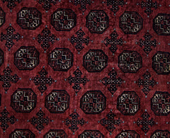 Handmade Vintage Afghan Turkmen Rug | 299 x 218 cm | 9'10" x 7'2" - Najaf Rugs & Textile