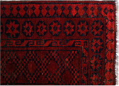 Handmade Vintage Afghan Turkmen Rug | 299 x 234 cm | 9'10" x 7'8" - Najaf Rugs & Textile
