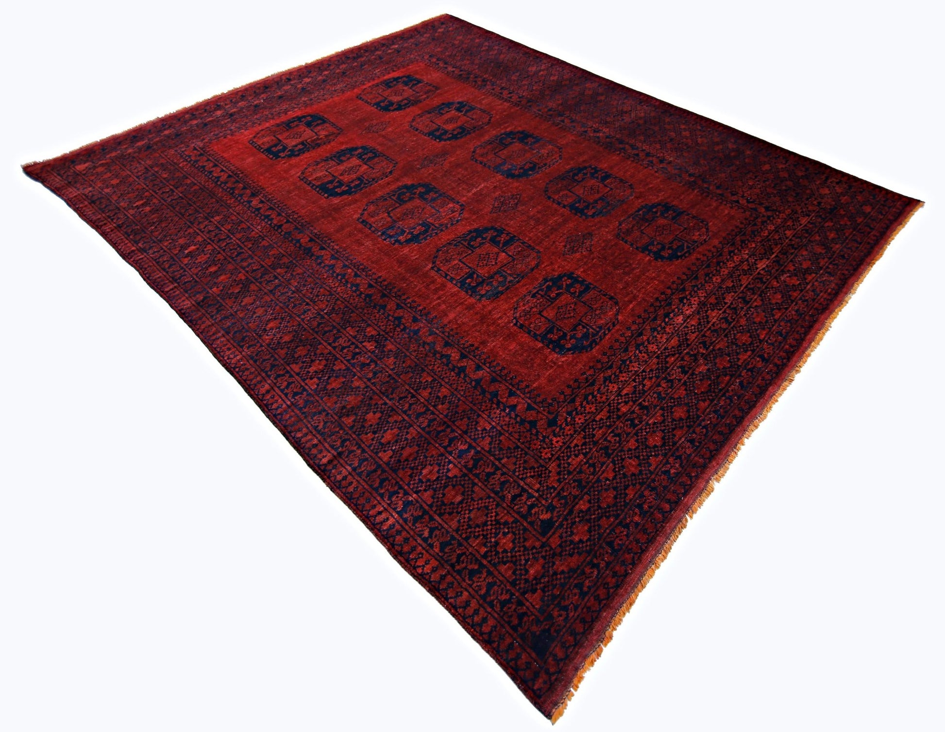Handmade Vintage Afghan Turkmen Rug | 318 x 254 cm | 10'5" x 8'4" - Najaf Rugs & Textile