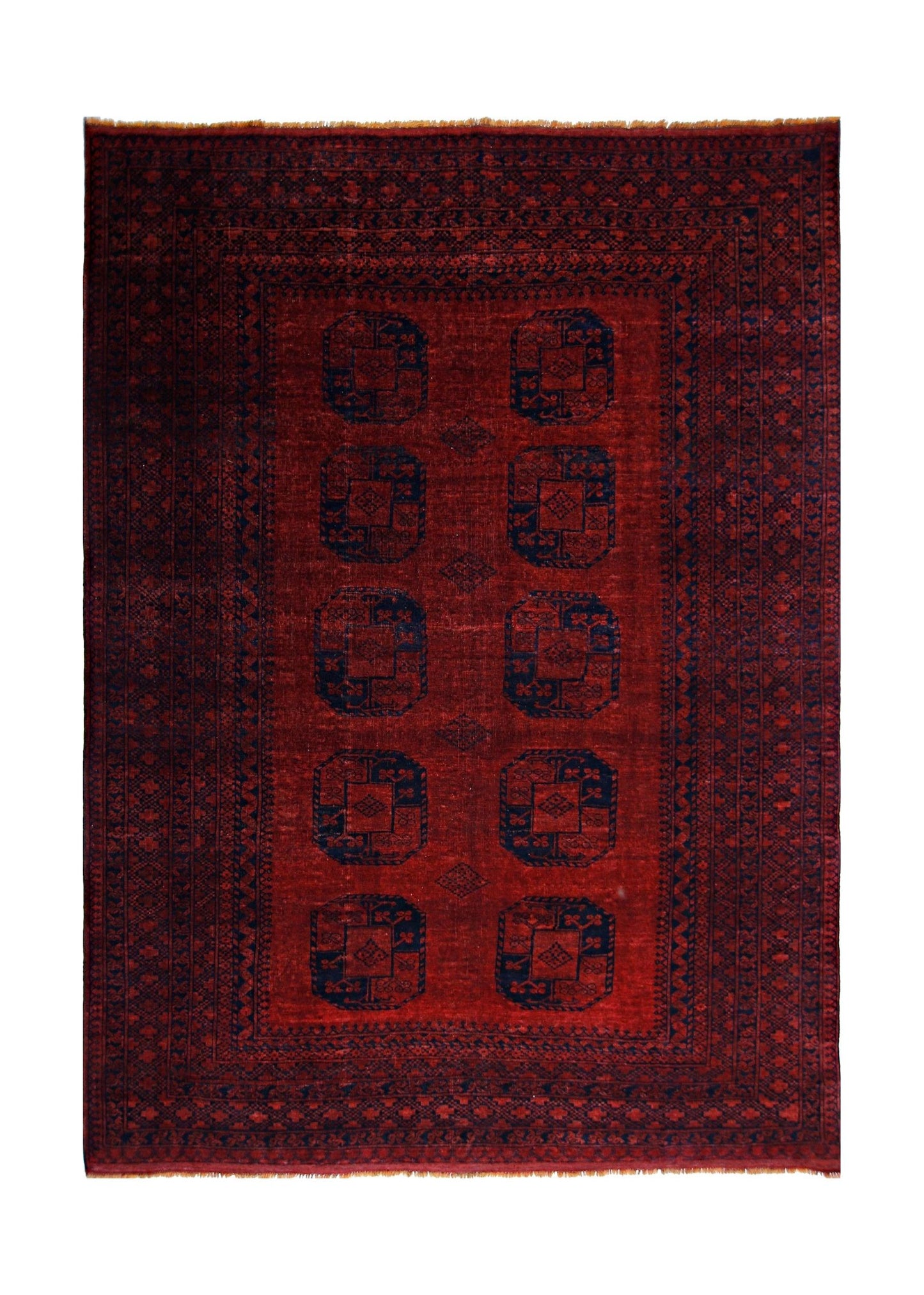 Handmade Vintage Afghan Turkmen Rug | 318 x 254 cm | 10'5" x 8'4" - Najaf Rugs & Textile
