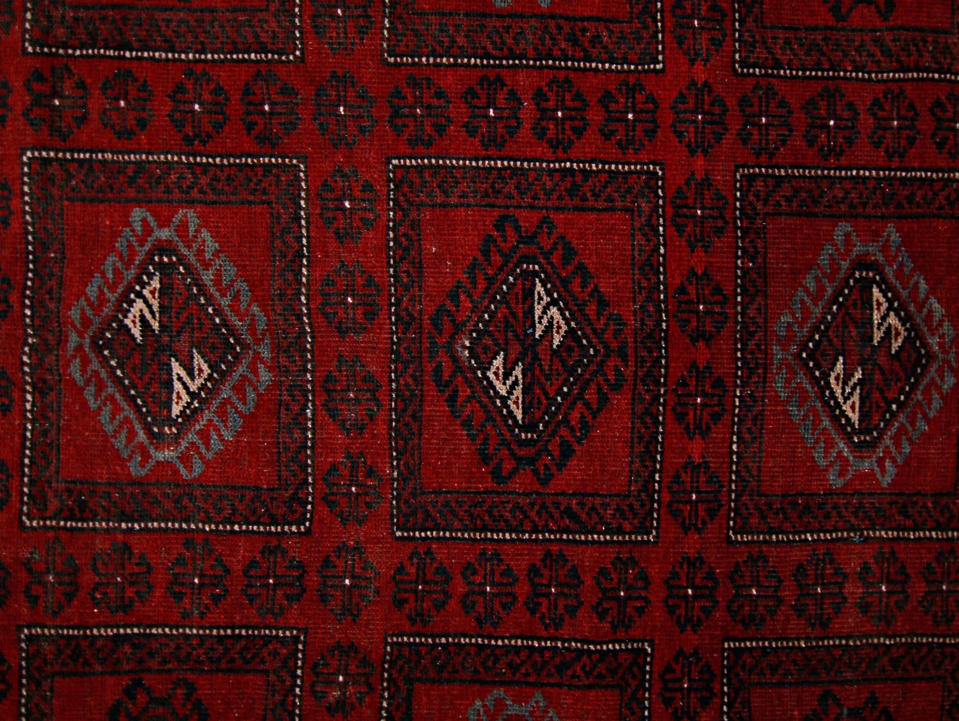 Handmade Vintage Afghan Turkmen Rug | 323 x 233 cm | 10'7" x 7'8" - Najaf Rugs & Textile