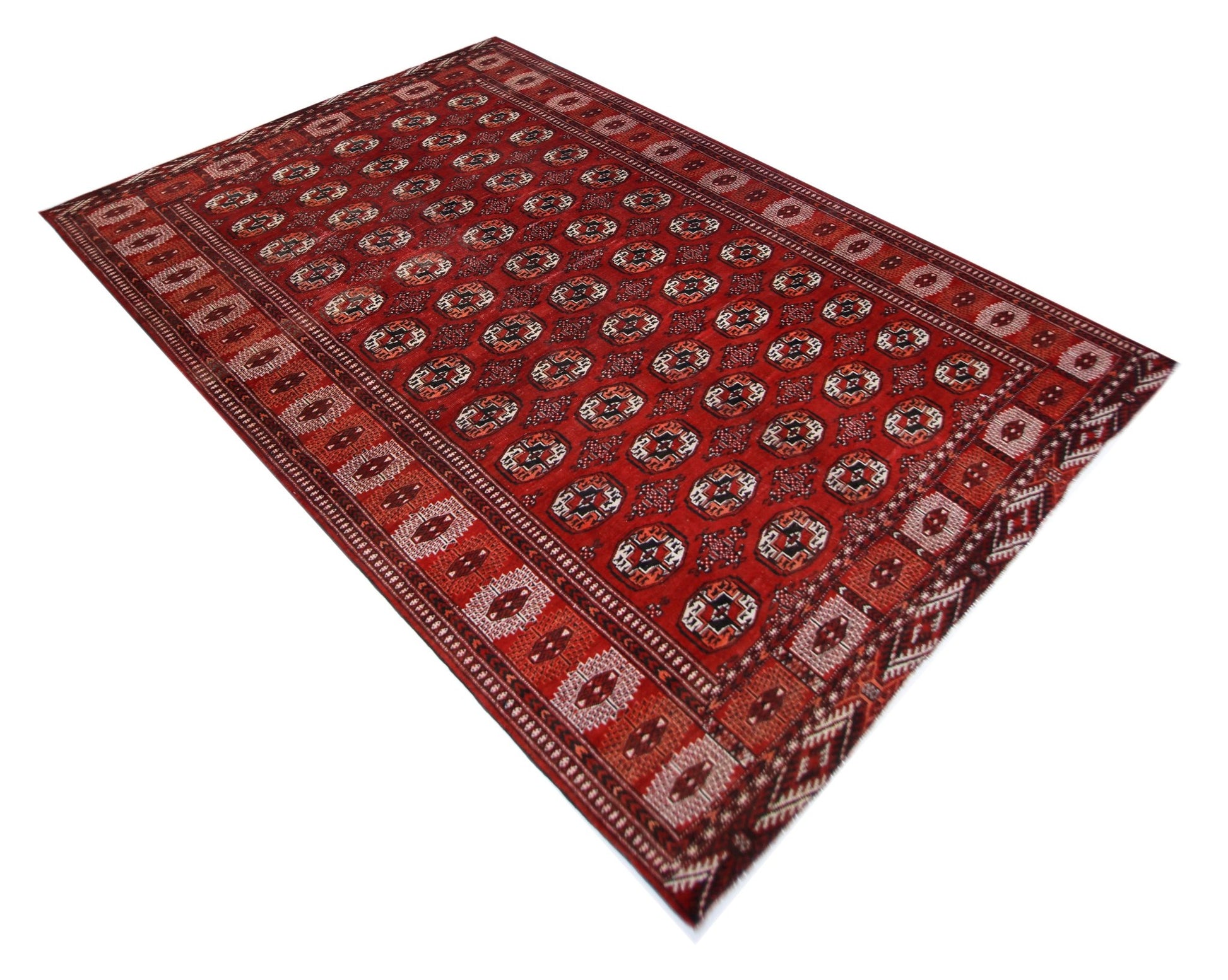 Handmade Vintage Afghan Bokhara Rug | 335 x 215 cm | 11' x 7'1" - Najaf Rugs & Textile