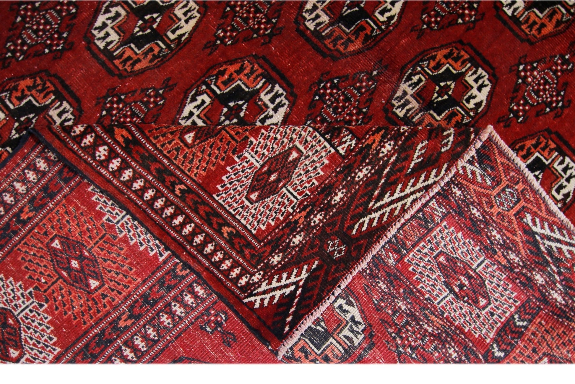 Handmade Vintage Afghan Bokhara Rug | 335 x 215 cm | 11' x 7'1" - Najaf Rugs & Textile