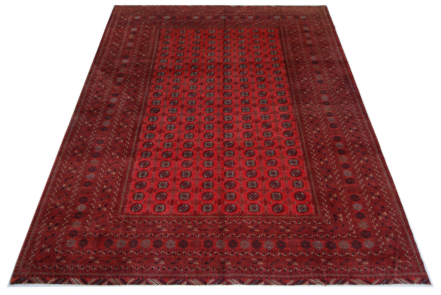 Handmade Vintage Afghan Turkmen Rug | 345 x 251 cm | 11'4" x 8'3" - Najaf Rugs & Textile