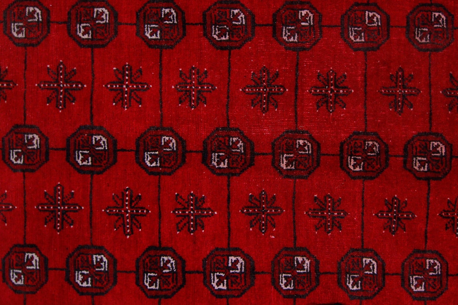 Handmade Vintage Afghan Turkmen Rug | 355 x 242 cm | 11'8" x 7'11" - Najaf Rugs & Textile
