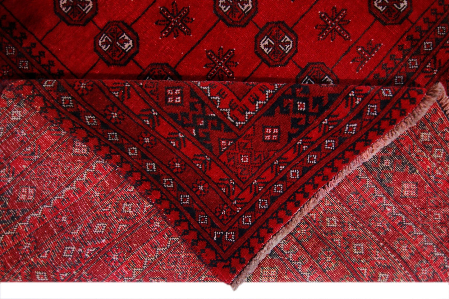 Handmade Vintage Afghan Turkmen Rug | 355 x 242 cm | 11'8" x 7'11" - Najaf Rugs & Textile