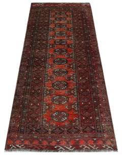 Handmade Vintage Afghan Turkmen Hallway Runner | 134 x 50 cm | 4’5" x 1'8" - Najaf Rugs & Textile
