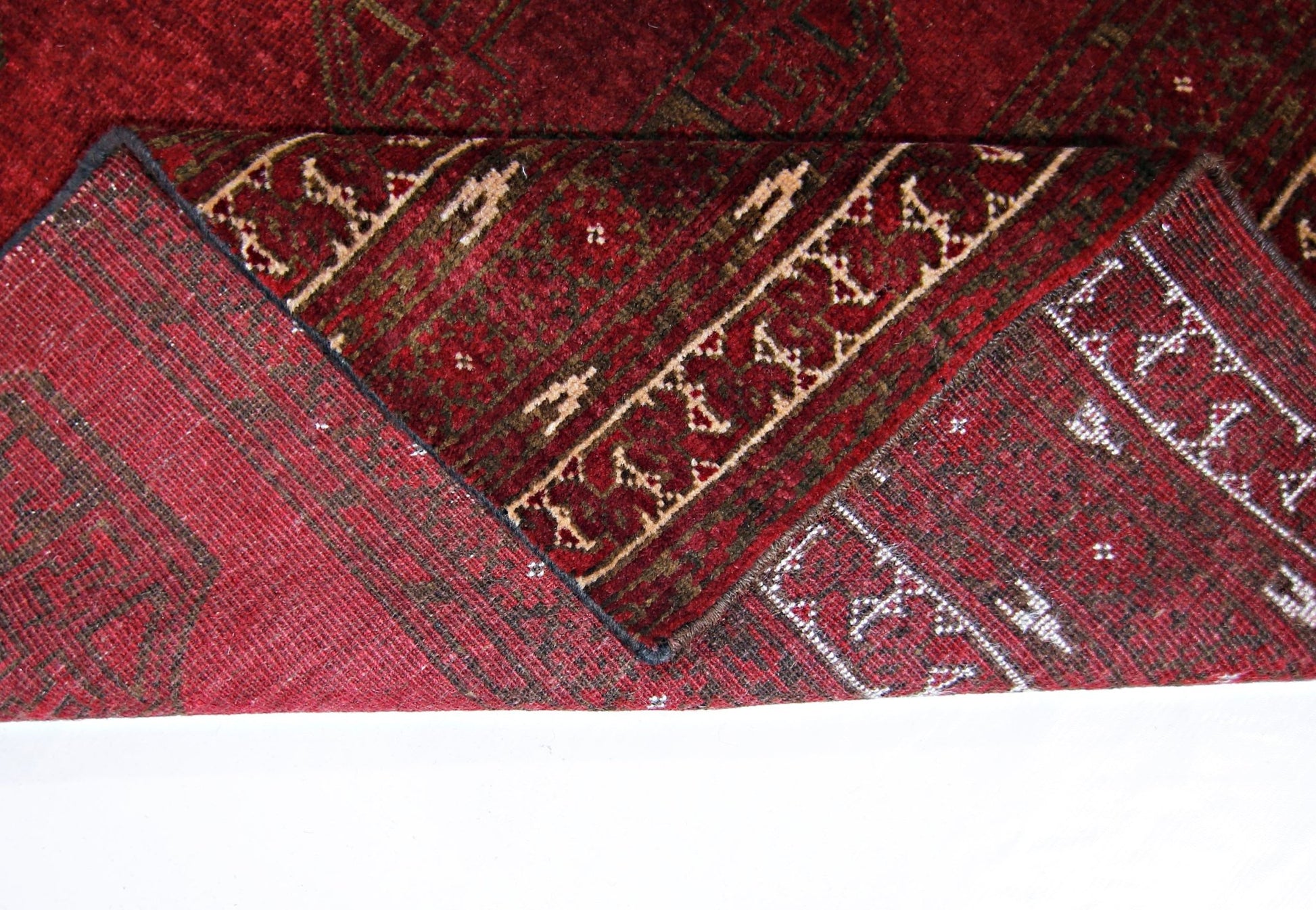 Handmade Vintage Afghan Turkmen Hallway Runner | 241 x 101 cm | 7’11” x 3’4” - Najaf Rugs & Textile