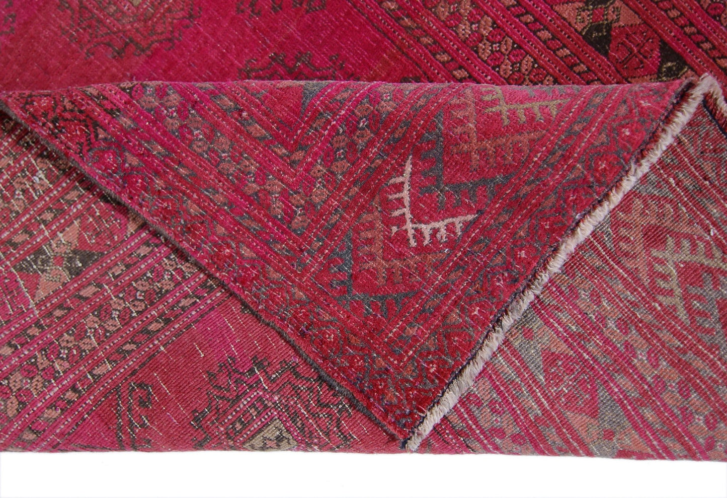 Handmade Vintage Afghan Turkmen Hallway Runner | 269 x 101 cm | 8’10" x 3'4" - Najaf Rugs & Textile
