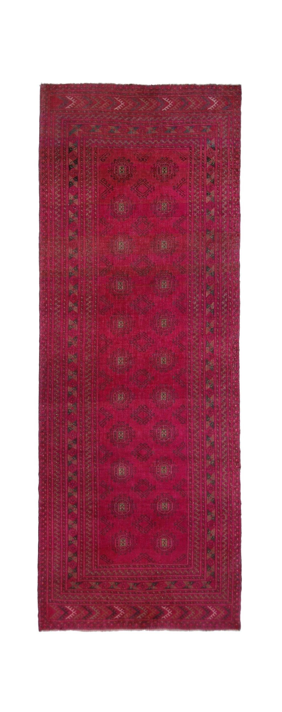 Handmade Vintage Afghan Turkmen Hallway Runner | 269 x 101 cm | 8’10" x 3'4" - Najaf Rugs & Textile