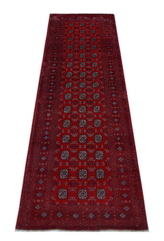 Handmade Vintage Afghan Turkmen Hallway Runner | 271 x 80 cm | 8’11" x 2'7" - Najaf Rugs & Textile
