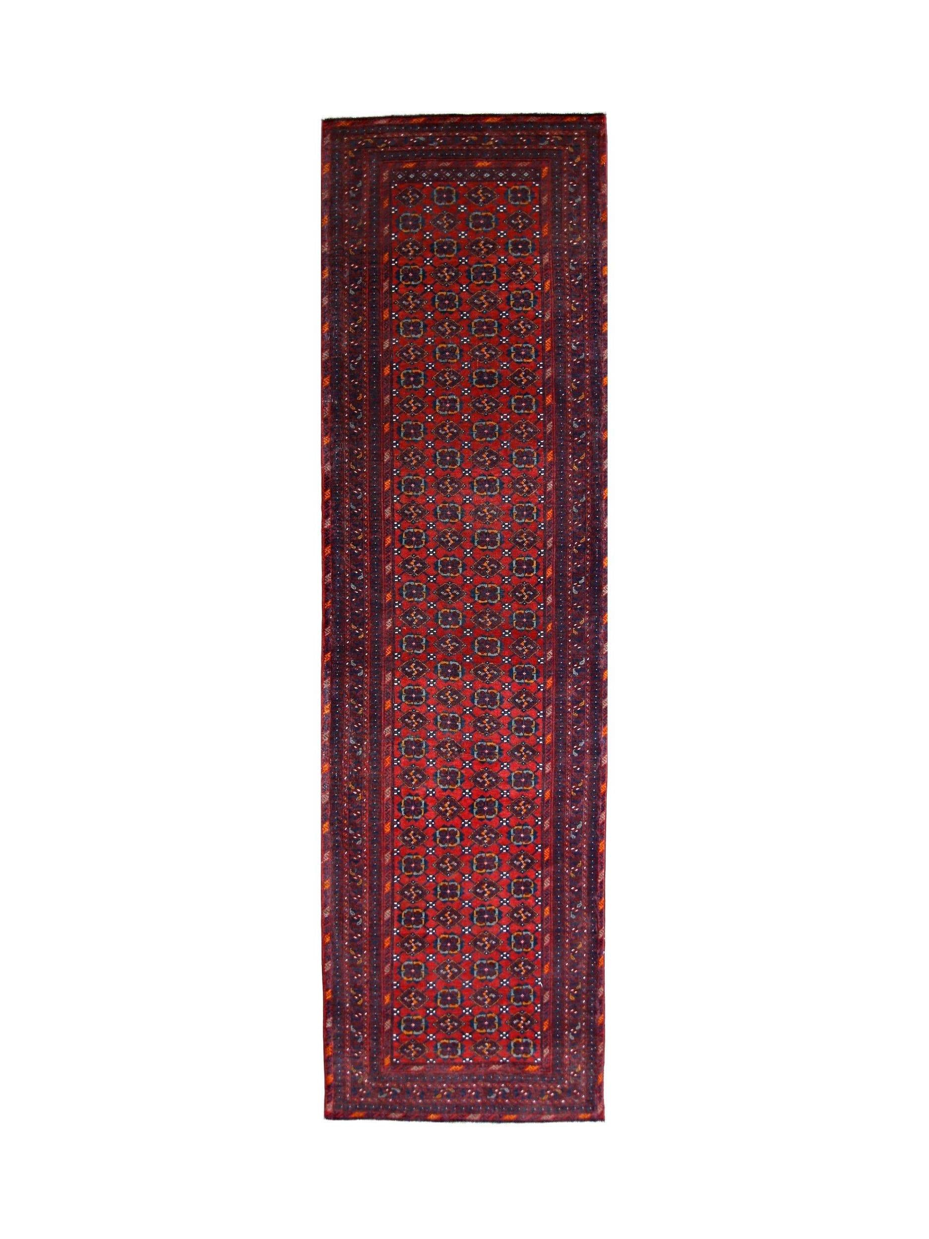 Handmade Vintage Afghan Turkmen Hallway Runner | 293 x 80 cm | 9’7” x 2’7” - Najaf Rugs & Textile