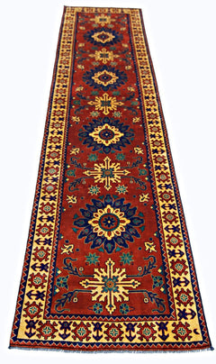 Handmade Afghan Hallway Runner | 311 x 82 cm | 10’2” x 2'8" - Najaf Rugs & Textile