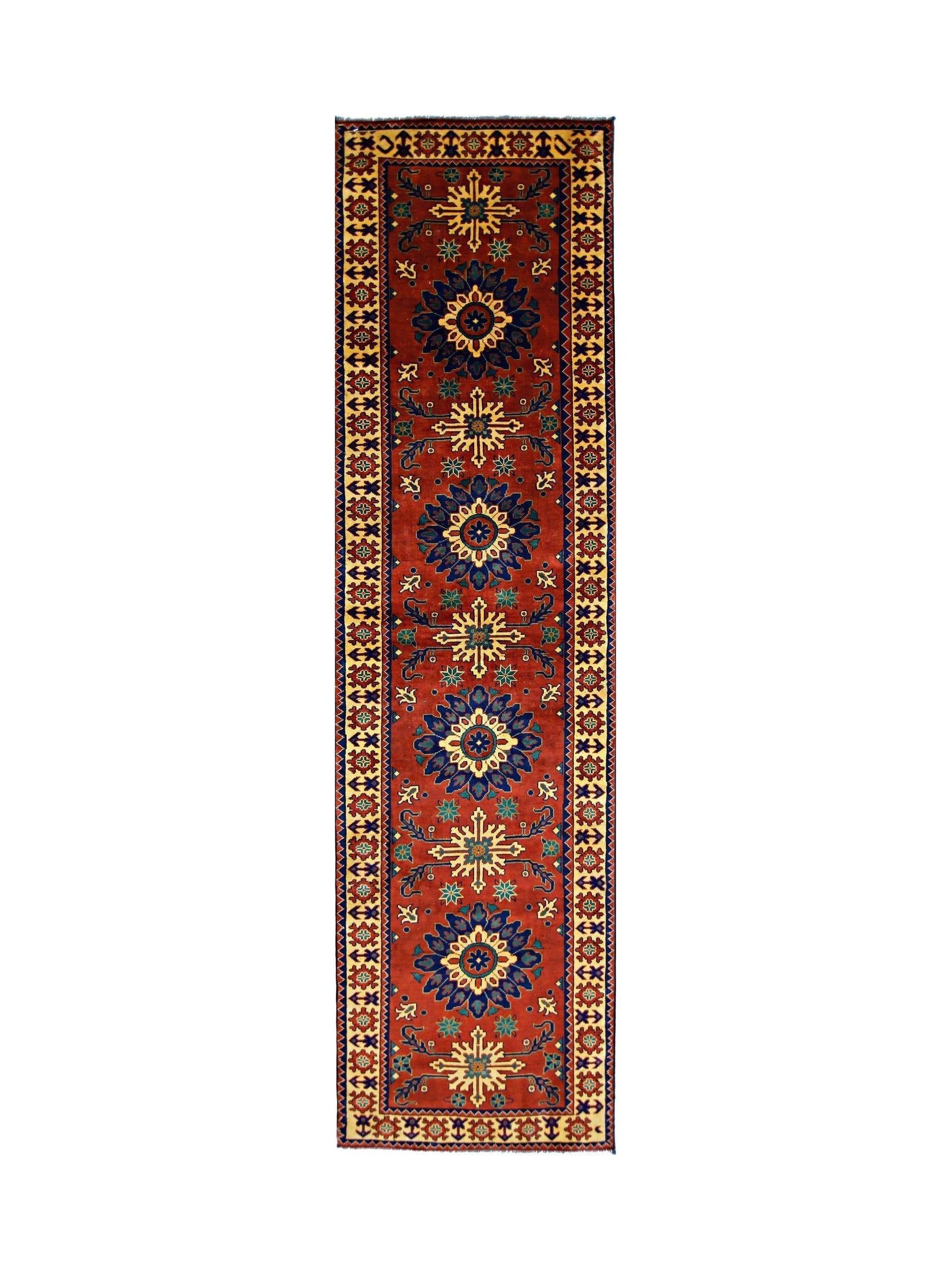 Handmade Afghan Hallway Runner | 311 x 82 cm | 10’2” x 2'8" - Najaf Rugs & Textile