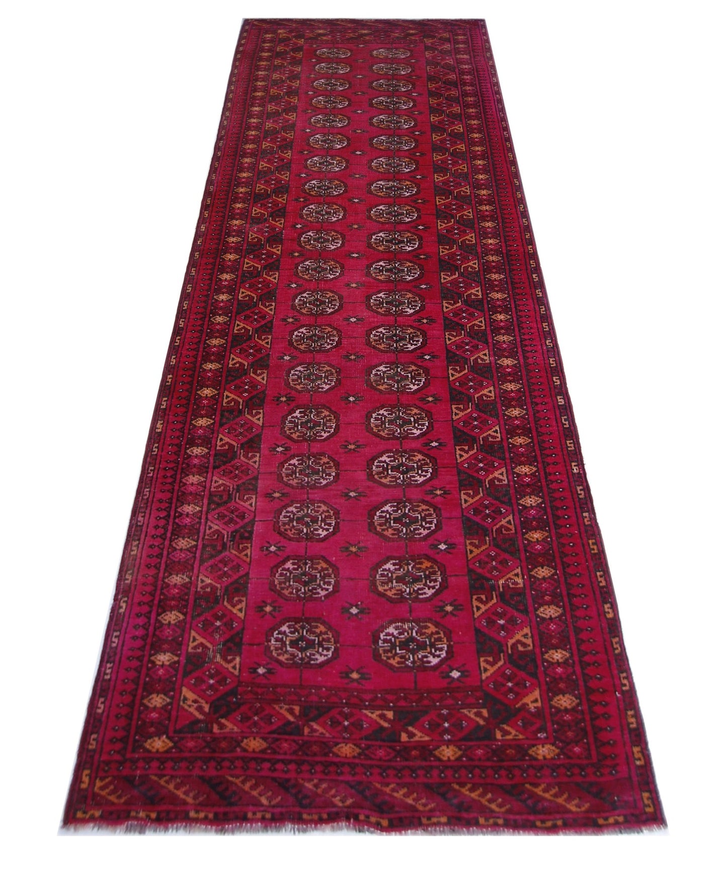 Handmade Vintage Afghan Turkmen Hallway Runner | 314 x 91 cm | 10’4" x 3' - Najaf Rugs & Textile