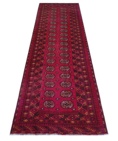Handmade Vintage Afghan Turkmen Hallway Runner | 314 x 91 cm | 10’4" x 3' - Najaf Rugs & Textile
