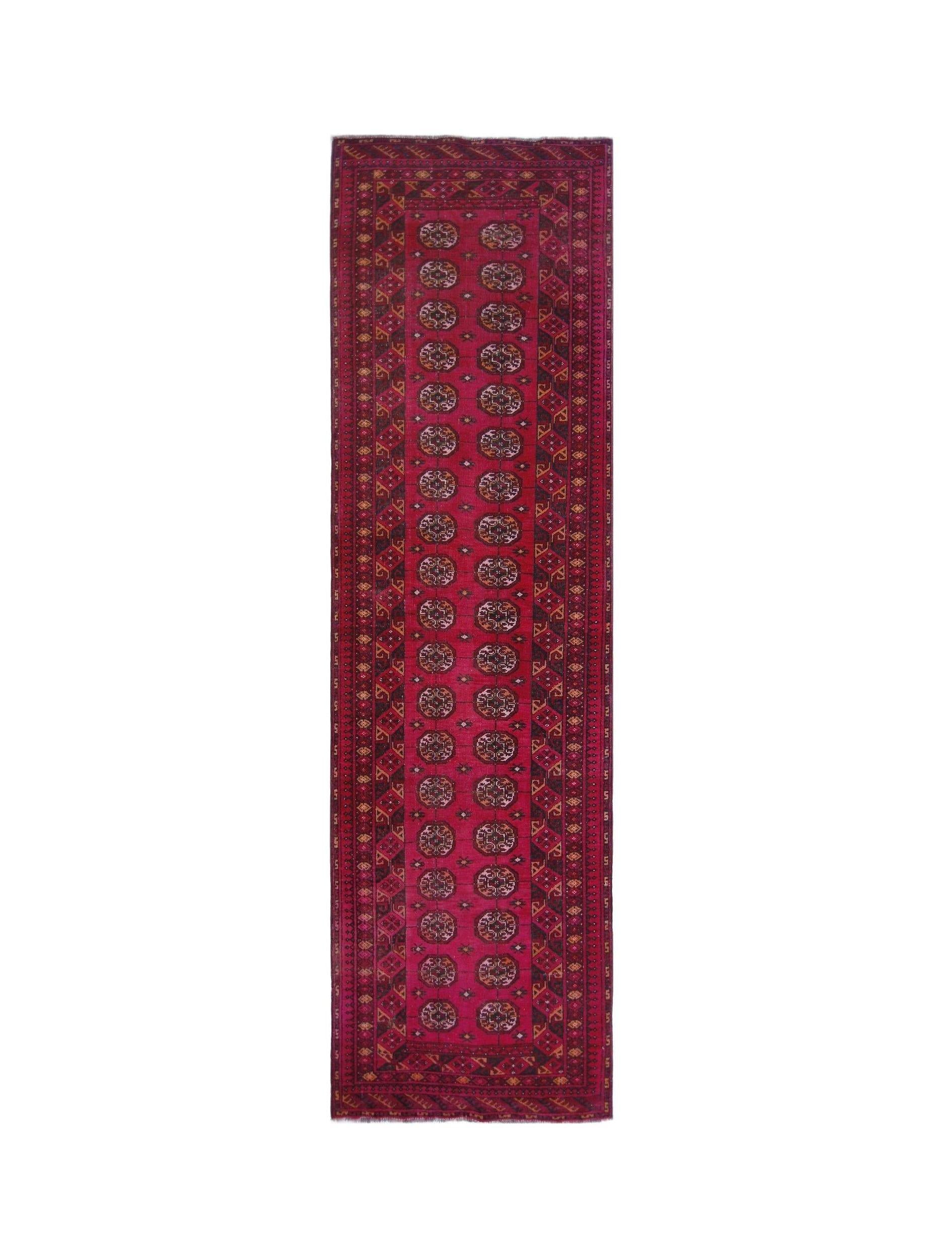 Handmade Vintage Afghan Turkmen Hallway Runner | 314 x 91 cm | 10’4" x 3' - Najaf Rugs & Textile