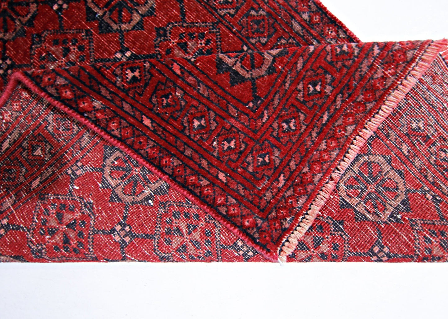 Handmade Vintage Afghan Turkmen Hallway Runner | 364 x 73 cm | 11’11” x 2’5” - Najaf Rugs & Textile