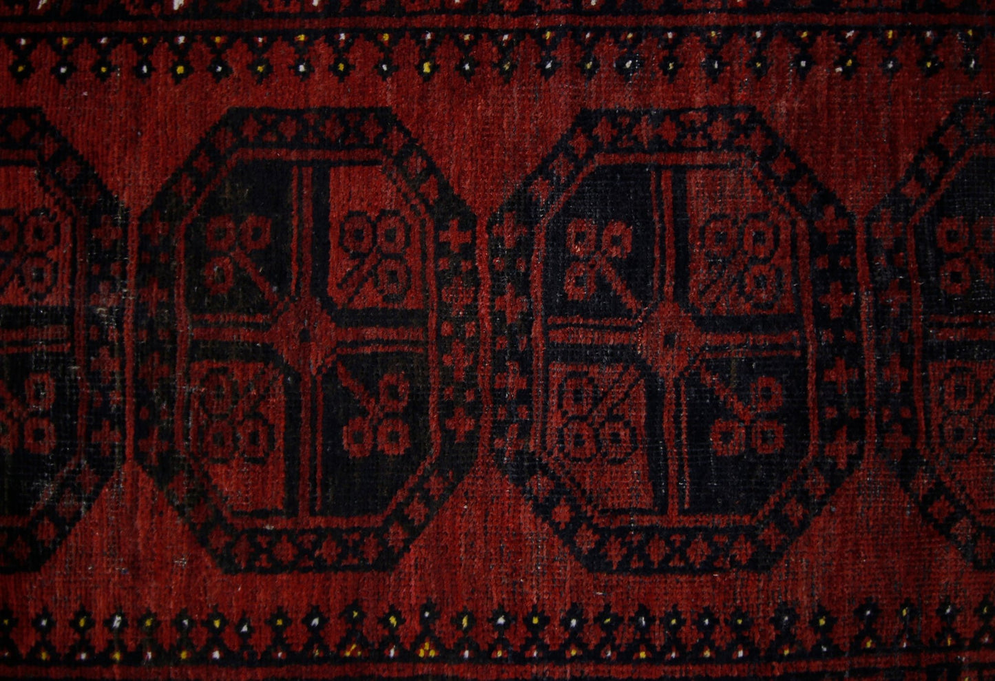 Handmade Vintage Afghan Turkmen Hallway Runner | 400 x 98 cm | 13’1” x 3'2" - Najaf Rugs & Textile