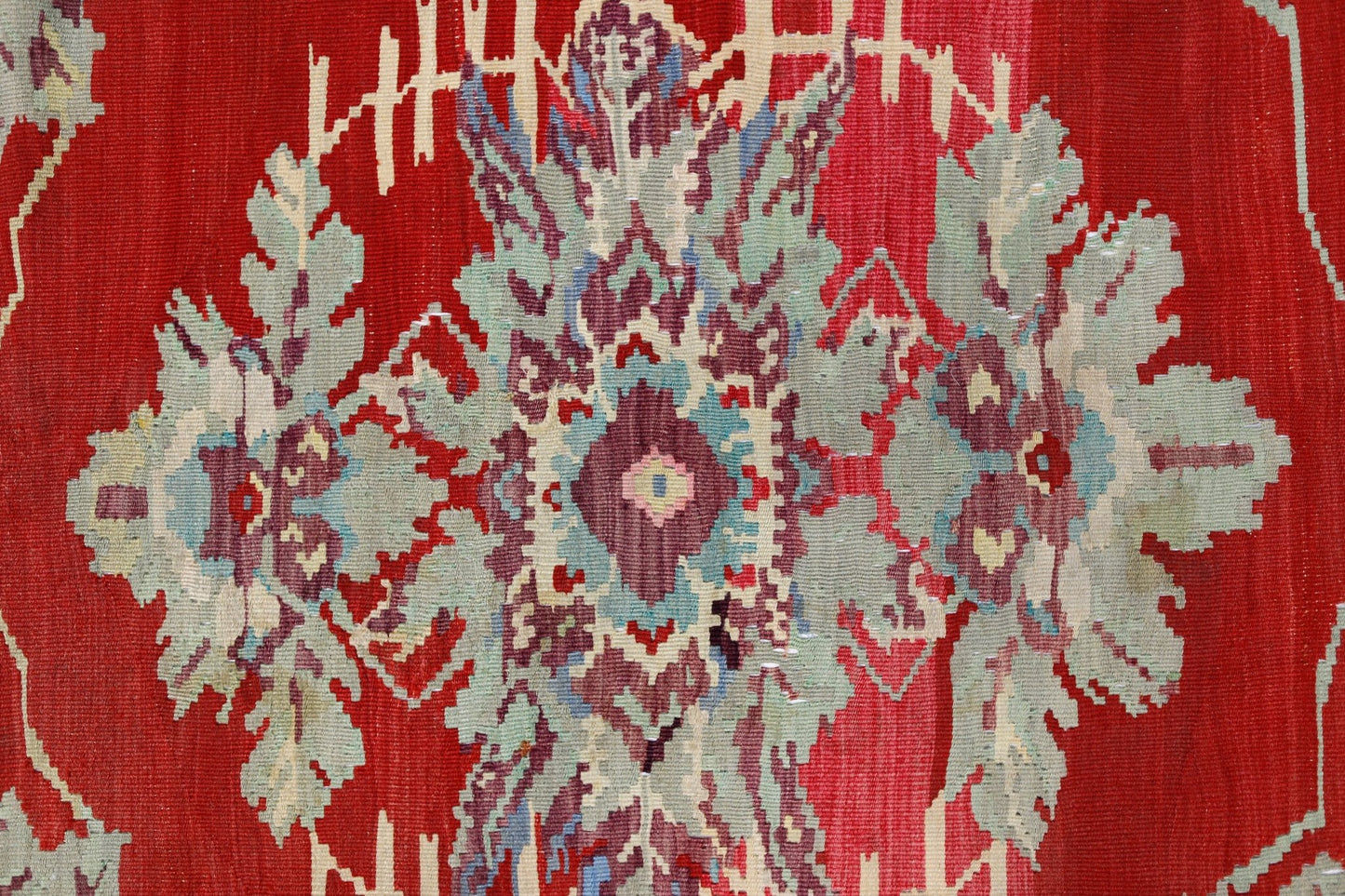 Handmade Vintage Caucasian Karabagh Kilim | 286 x 219 cm | 9'5" x 7'2" - Najaf Rugs & Textile