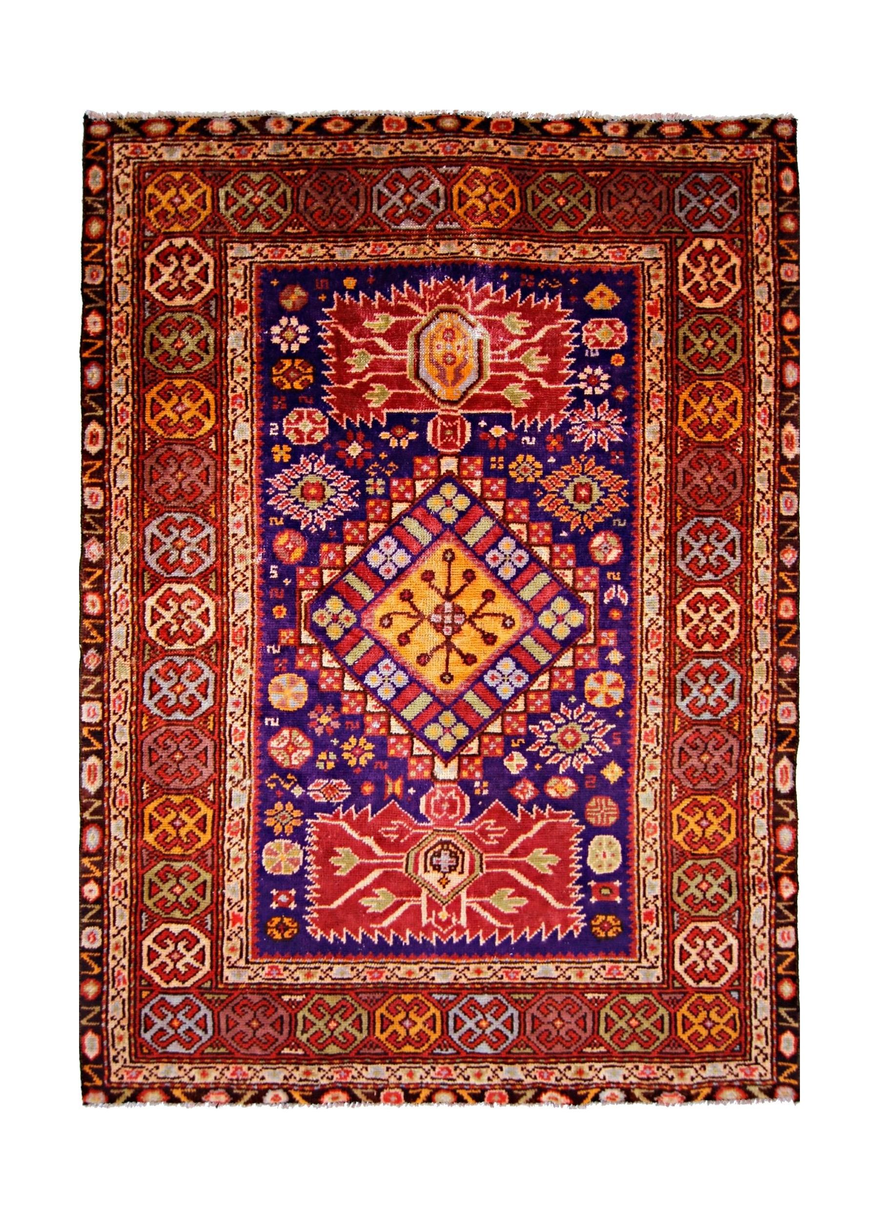 Vintage Caucasian Kazak Rug