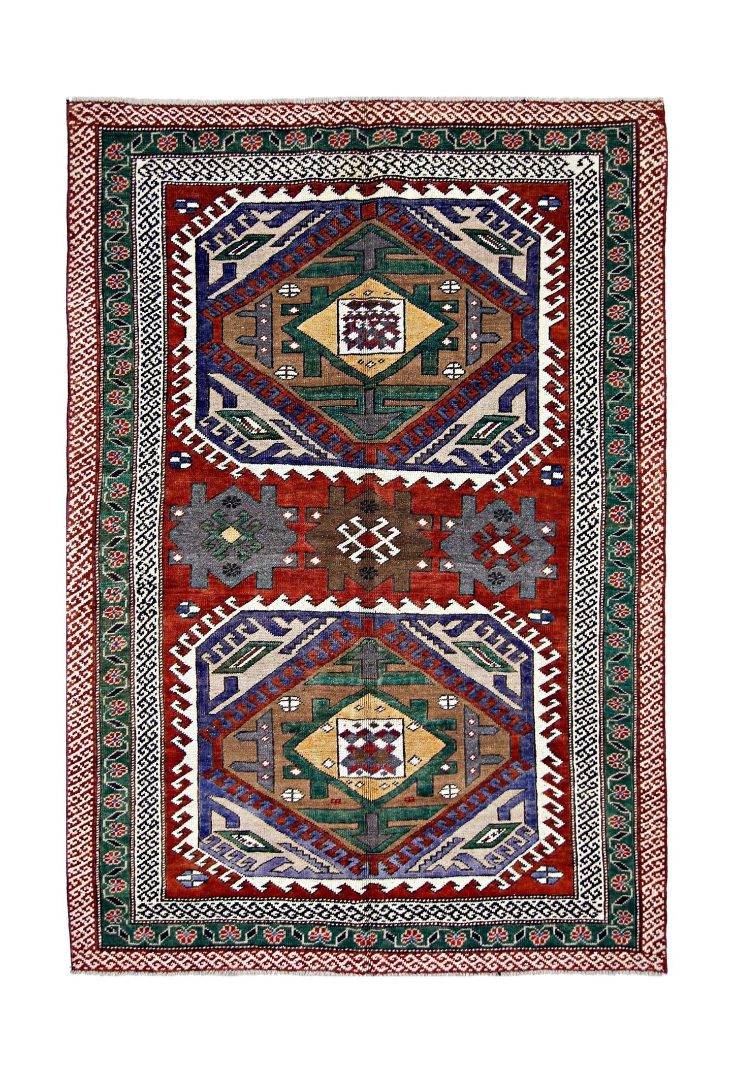 Handmade Vintage Caucasian Rug | 170 x 119 cm | 5'7" x 3'11" - Najaf Rugs & Textile