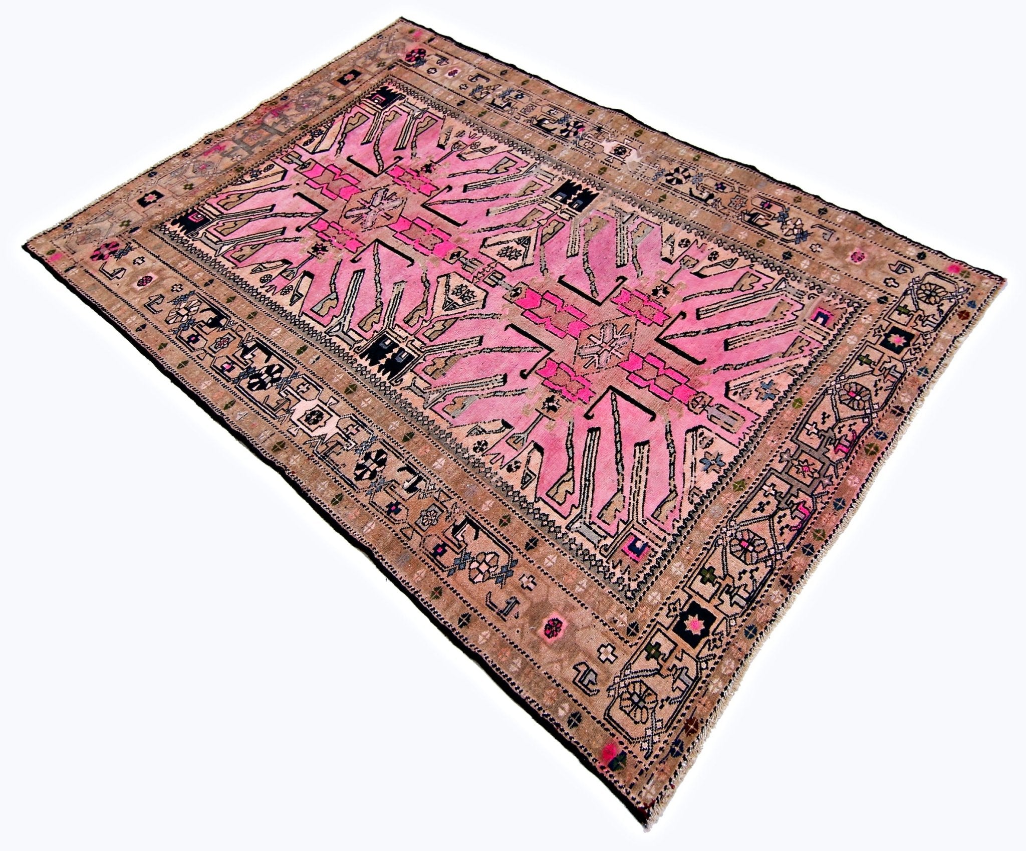 Handmade Vintage Caucasus Eagle Kazak Rug | 189 x 130 cm | 6'2" x 4'3" - Najaf Rugs & Textile