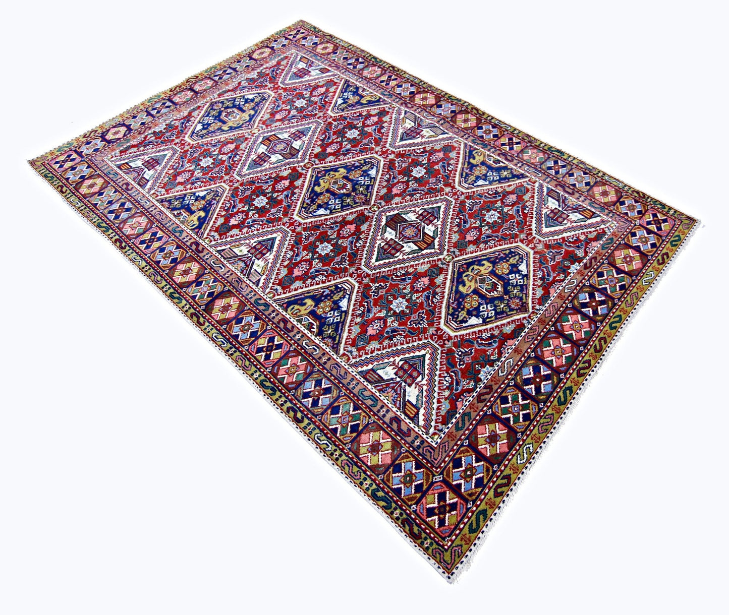 Handmade Vintage Caucasian Kazakh Rug | 196 x 130 cm | 6'5" x 4'3" - Najaf Rugs & Textile