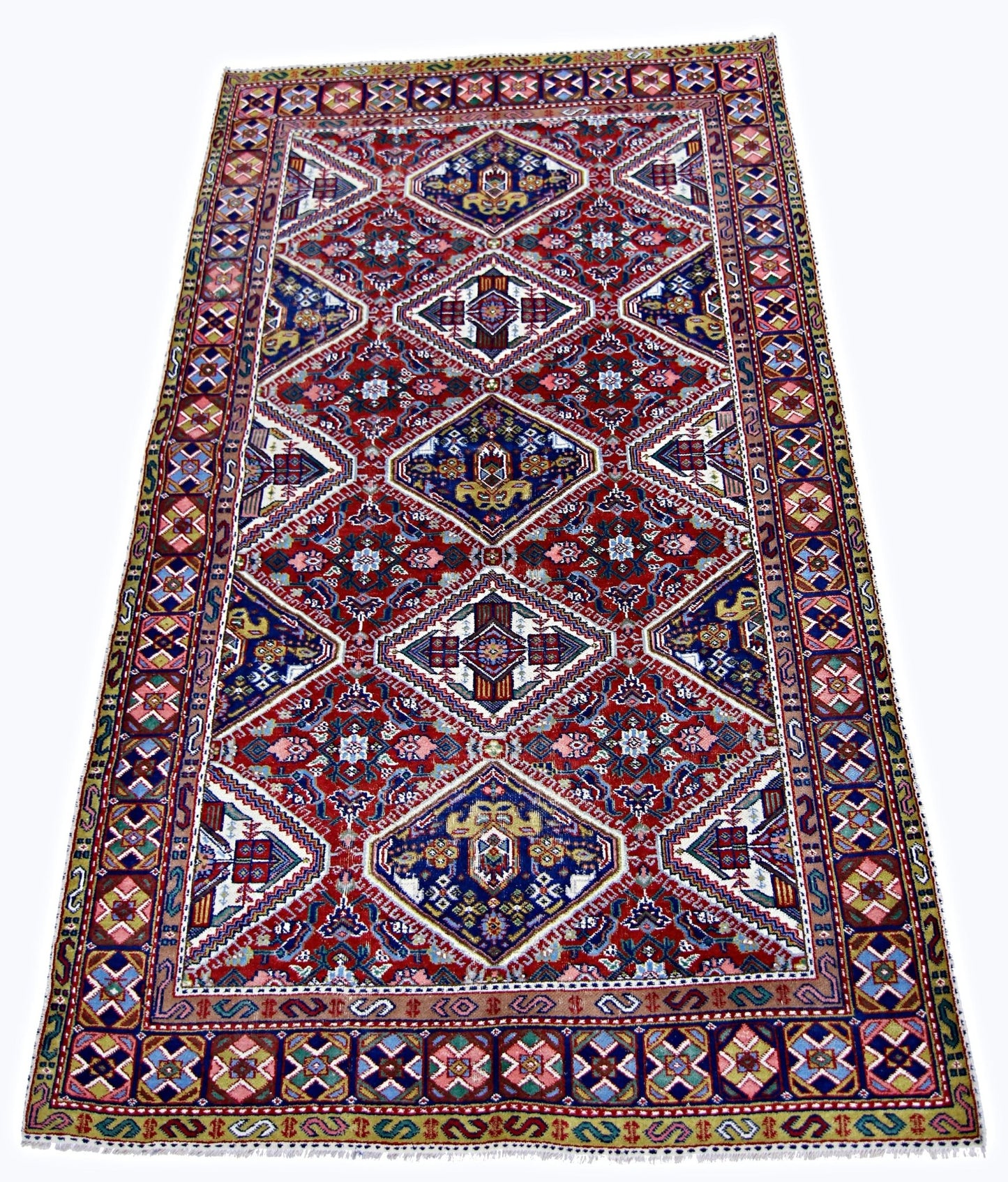 Handmade Vintage Caucasian Kazakh Rug | 196 x 130 cm | 6'5" x 4'3" - Najaf Rugs & Textile