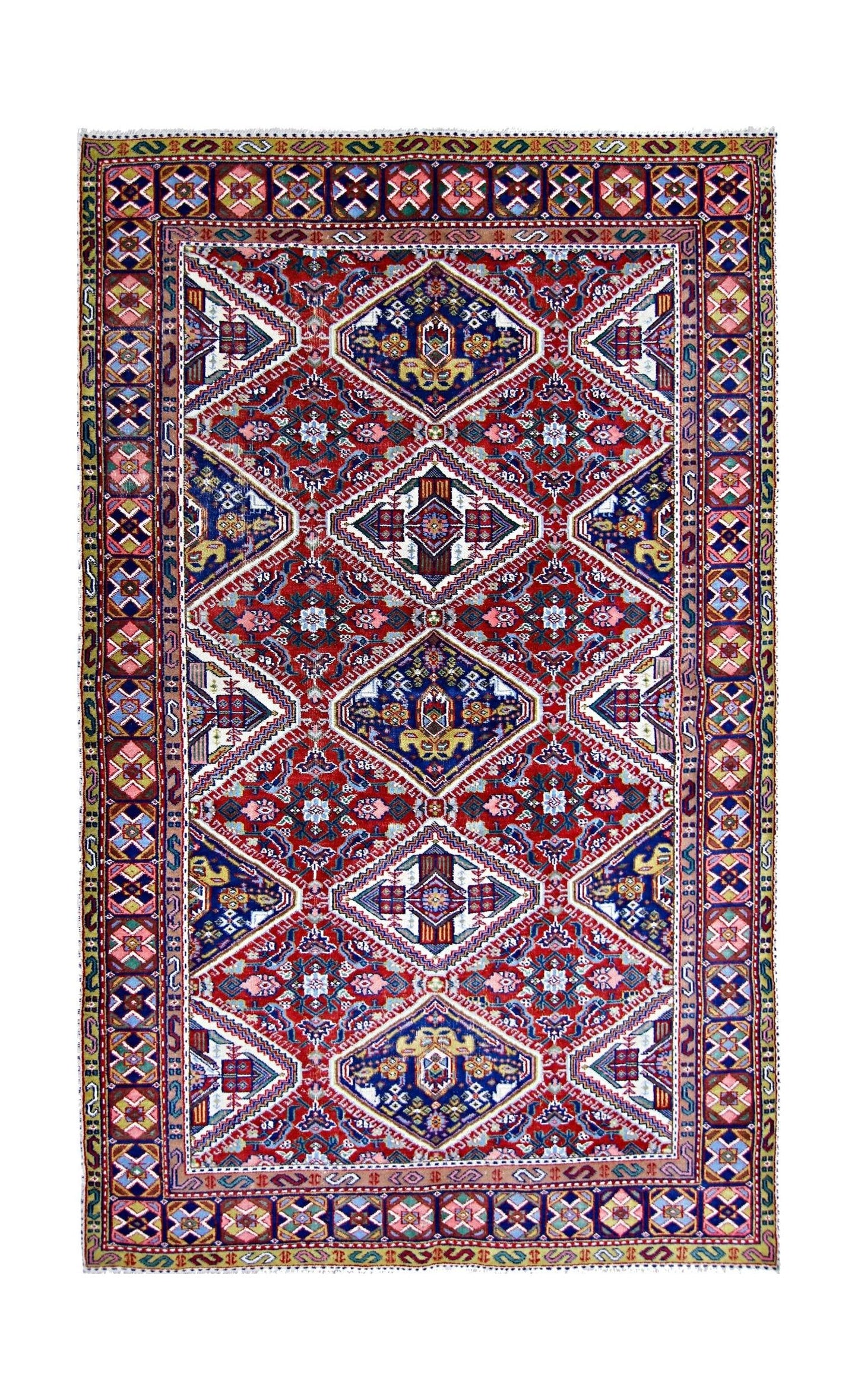 Handmade Vintage Caucasian Kazakh Rug | 196 x 130 cm | 6'5" x 4'3" - Najaf Rugs & Textile