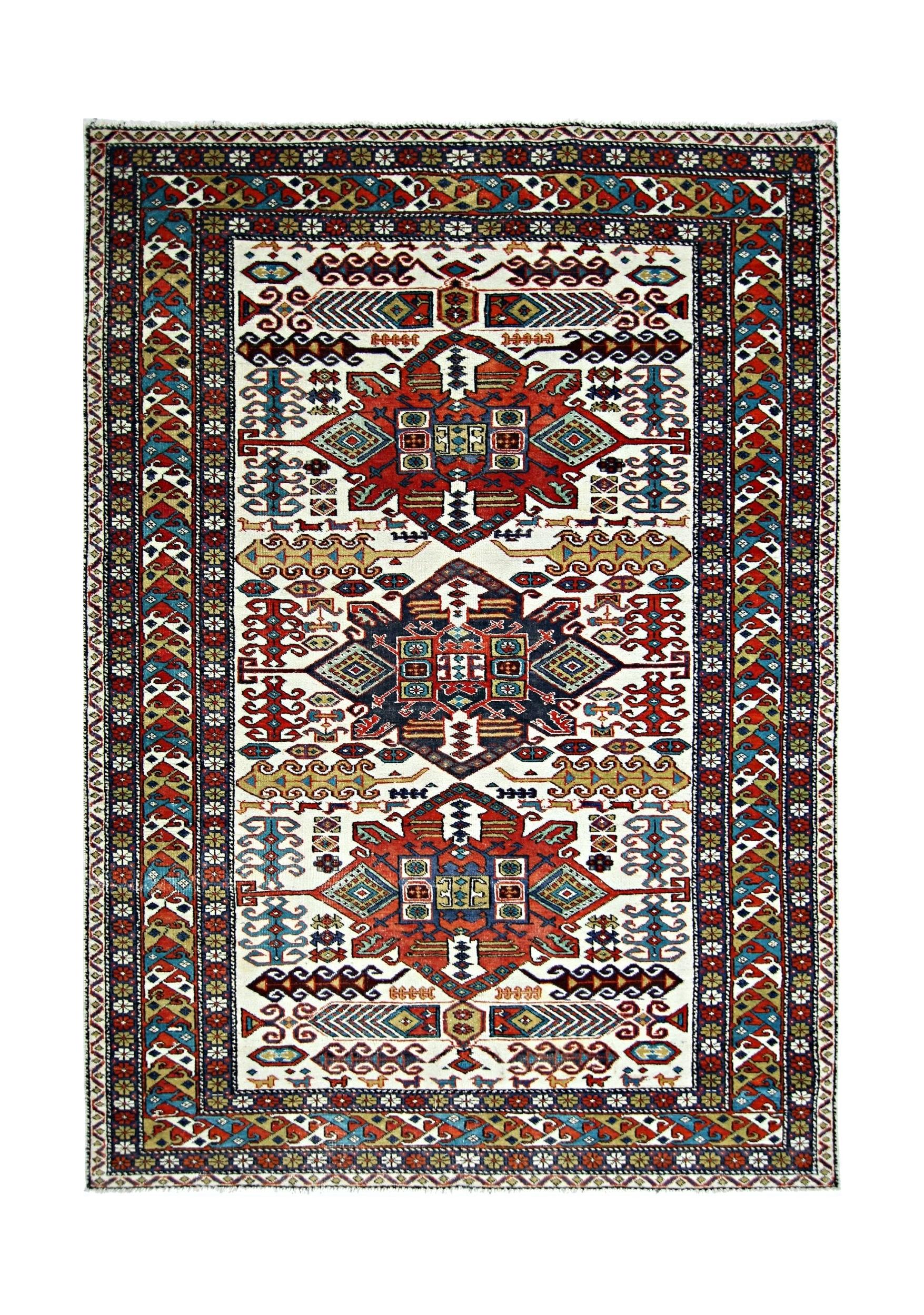 Vintage Caucasian Kazak Rug