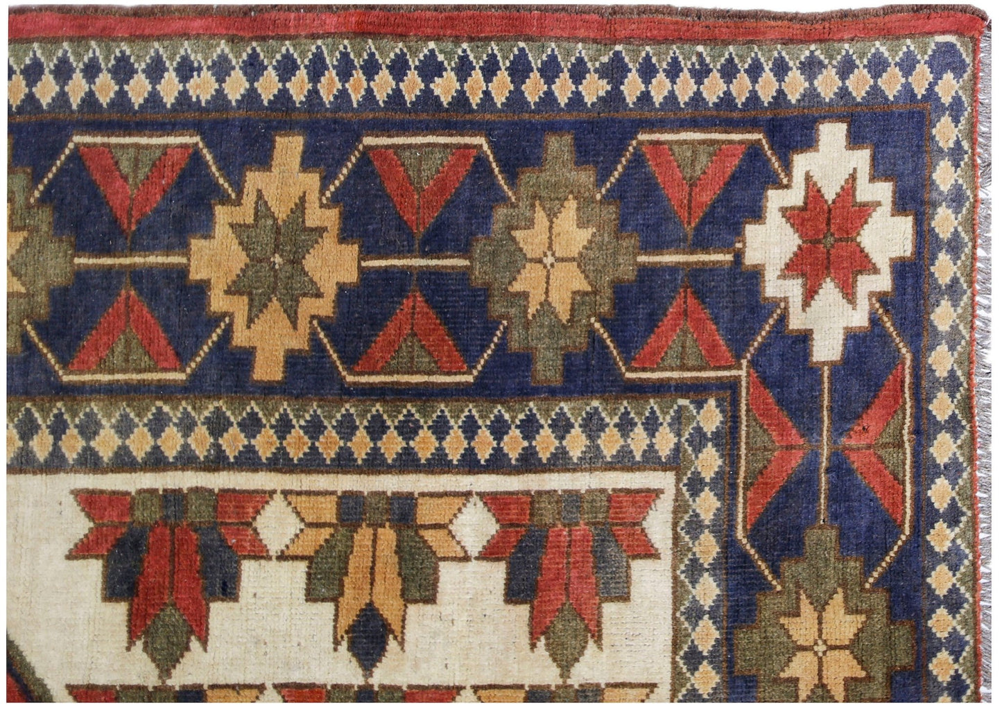 Handmade Vintage Caucasian Kazakh Rug | 264 x 199 cm | 8'8" x 6'6" - Najaf Rugs & Textile