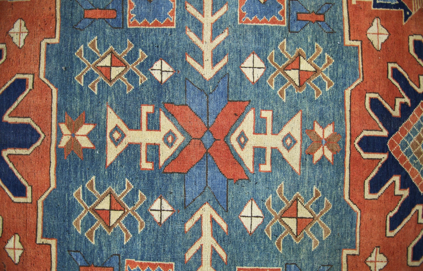 Handmade Vintage Caucasian Kazakh Rug | 333 x 277 cm | 10'11" x 9'1" - Najaf Rugs & Textile