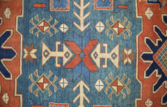 Handmade Vintage Caucasian Kazakh Rug | 333 x 277 cm | 10'11" x 9'1" - Najaf Rugs & Textile
