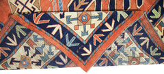 Handmade Vintage Caucasian Kazakh Rug | 333 x 277 cm | 10'11" x 9'1" - Najaf Rugs & Textile