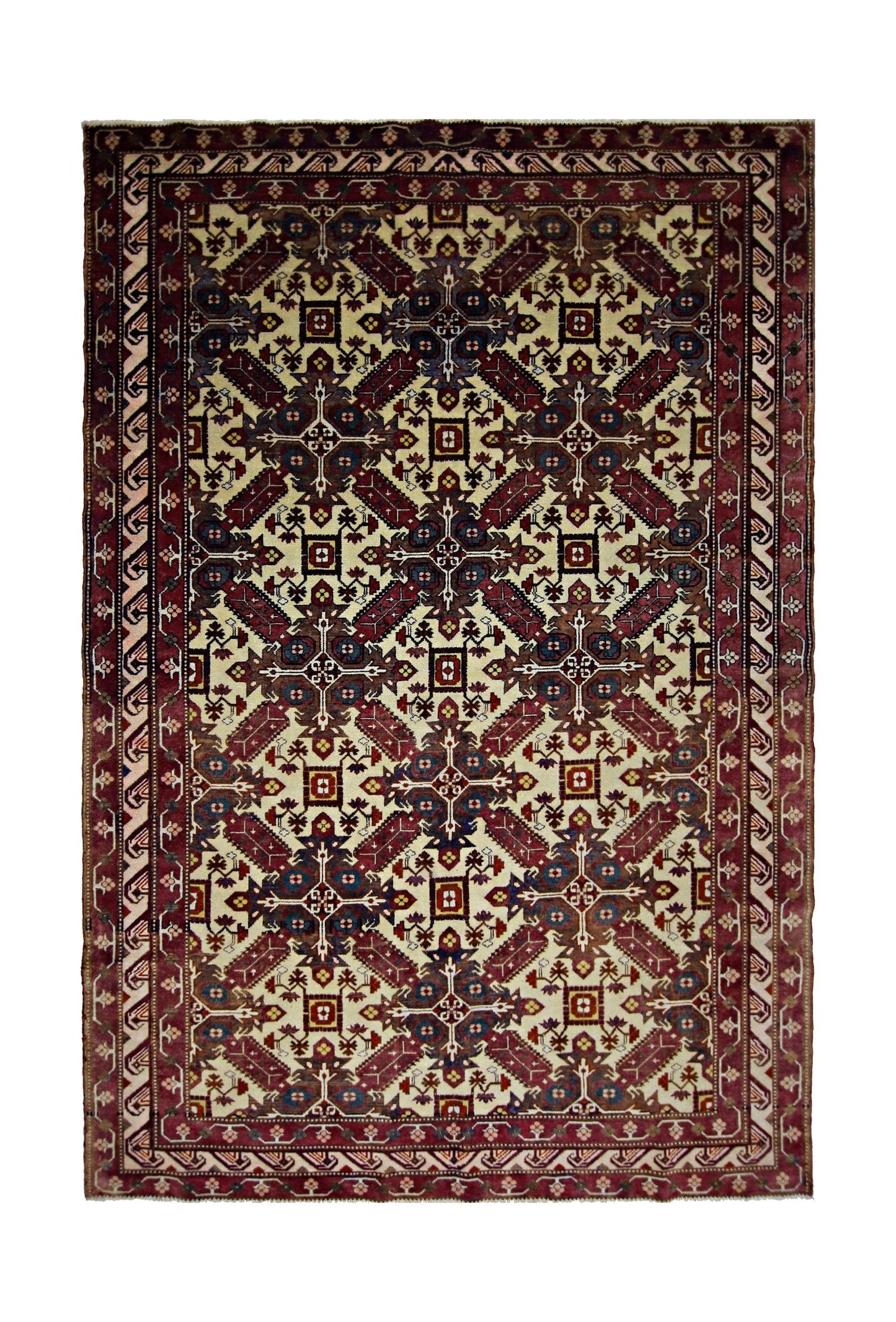 Handmade Vintage Turkish Rug | 225 x 158 cm | 7'5" x 5'2" - Najaf Rugs & Textile