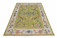 Handmade Vintage Floral Indian Kilim | 223 x 157 cm | 7'4" x 5'2" - Najaf Rugs & Textile