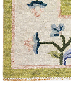 Handmade Vintage Floral Indian Kilim | 223 x 157 cm | 7'4" x 5'2" - Najaf Rugs & Textile