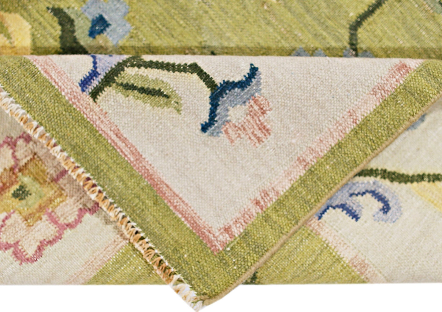 Handmade Vintage Floral Indian Kilim | 223 x 157 cm | 7'4" x 5'2" - Najaf Rugs & Textile