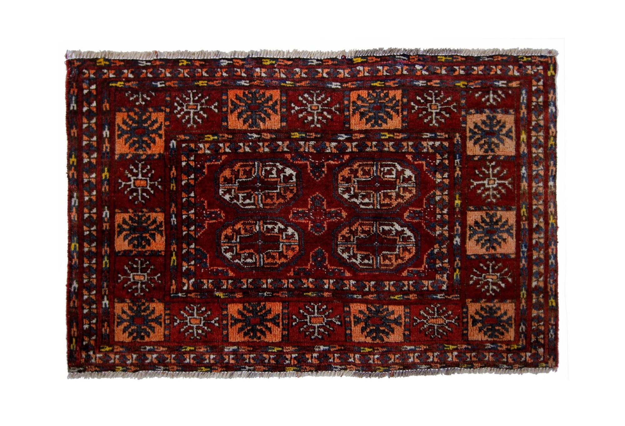 Vintage Mini Afghan Turkmen Rug