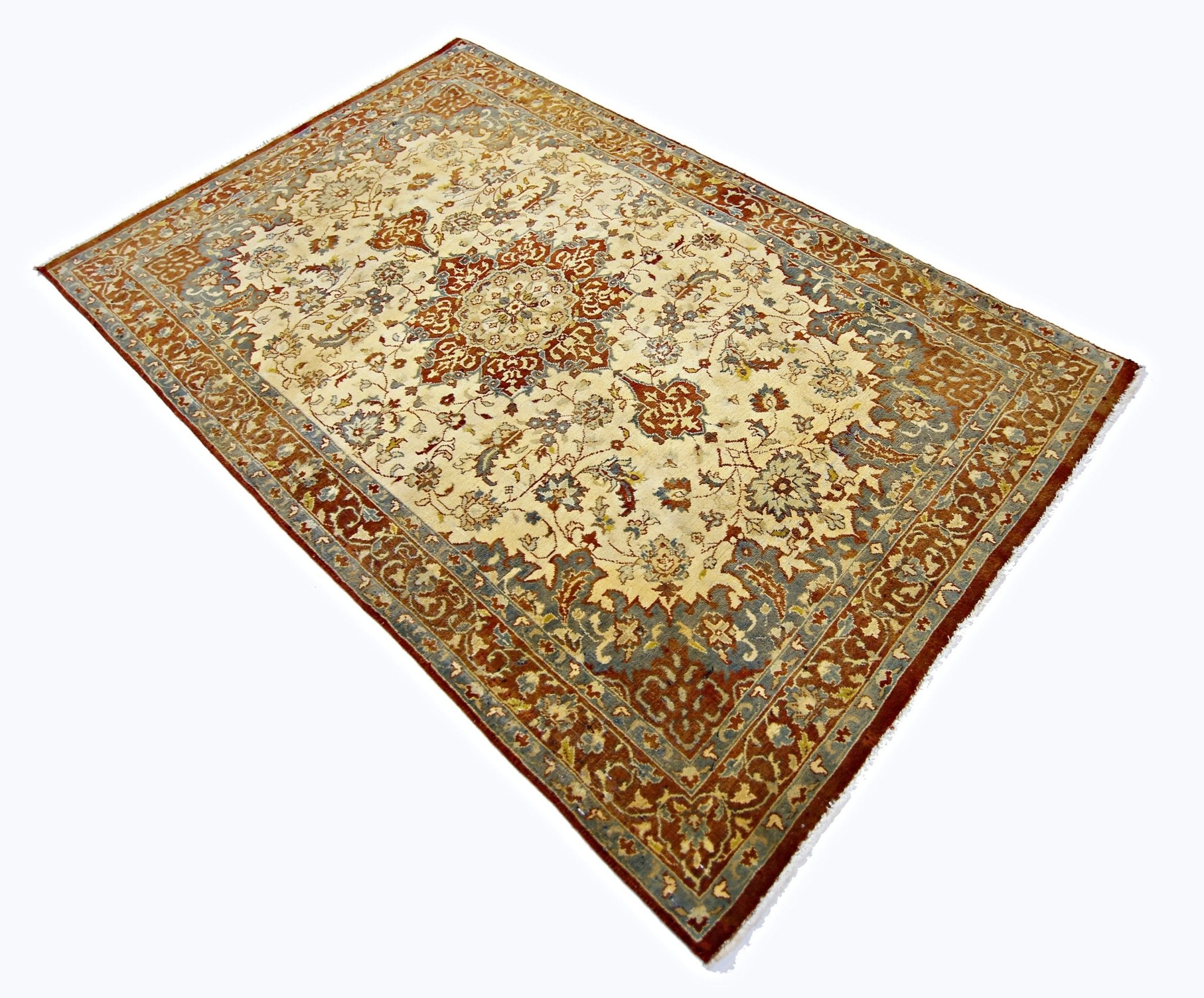 Handmade Vintage Persian Kashan Rug | 155 x 99 cm | 5'1" x 3'3" - Najaf Rugs & Textile