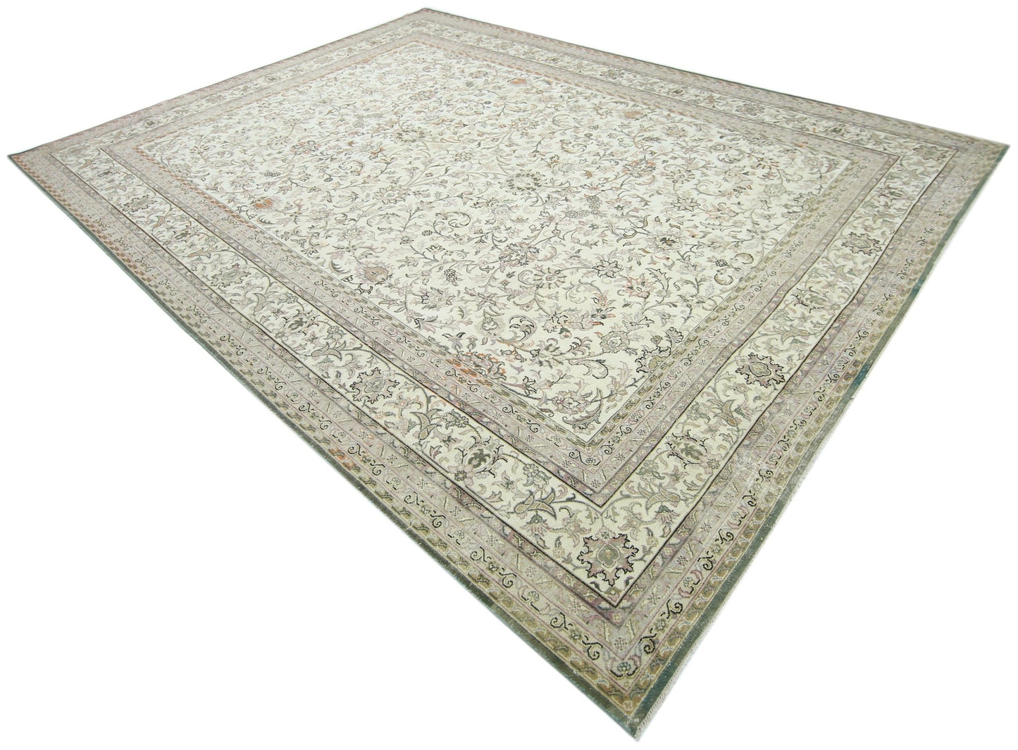 Handmade Vintage Traditional Pakistani Rug | 389 x 292 cm | 12'9" x 9'7" - Najaf Rugs & Textile