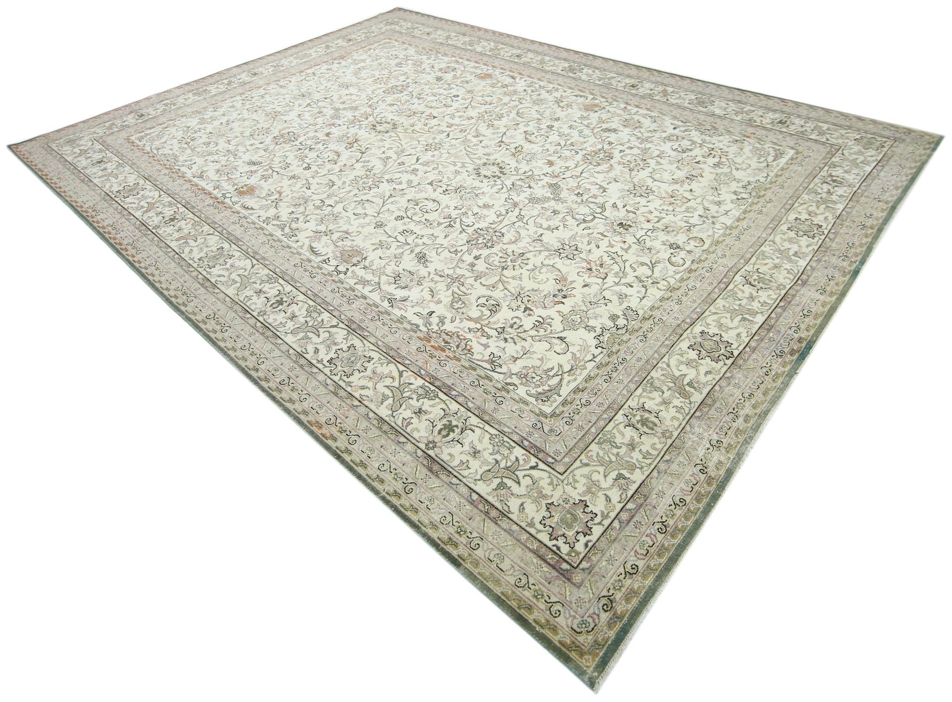 Handmade Vintage Traditional Pakistani Rug | 389 x 292 cm | 12'9" x 9'7" - Najaf Rugs & Textile