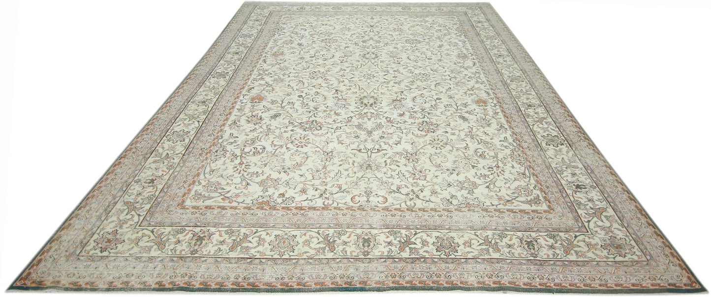 Handmade Vintage Traditional Pakistani Rug | 389 x 292 cm | 12'9" x 9'7" - Najaf Rugs & Textile