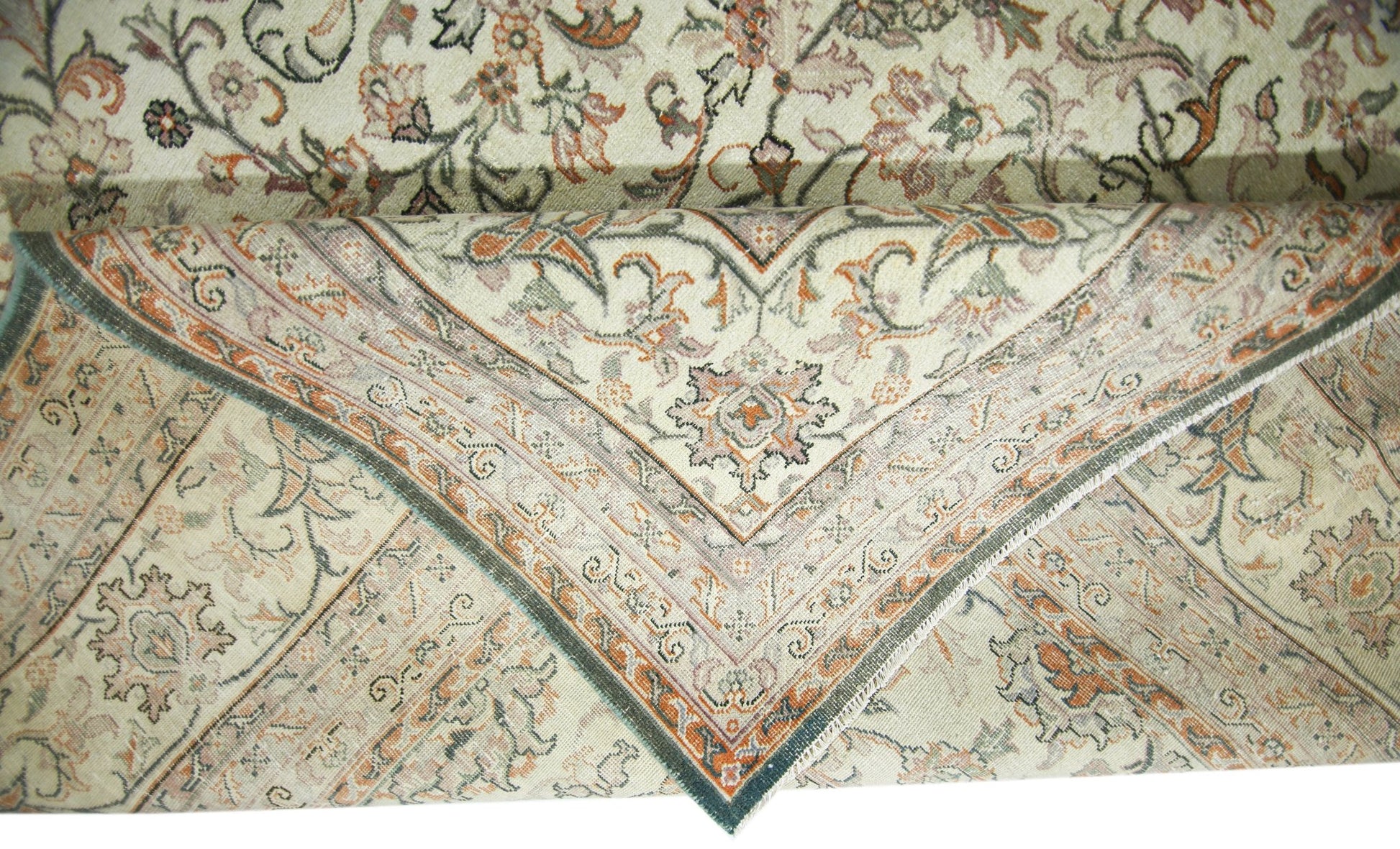 Handmade Vintage Traditional Pakistani Rug | 389 x 292 cm | 12'9" x 9'7" - Najaf Rugs & Textile